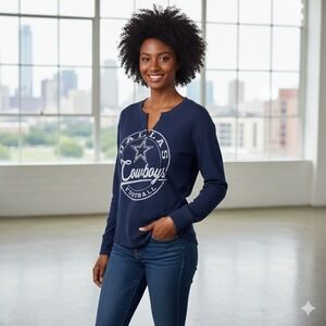 NFL Dallas Cowboys Football Long Sleeve Thermal Top Women's Teen Blue - Size L